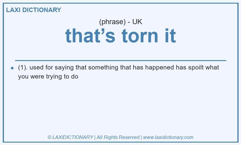 Definition that’s torn it in British English