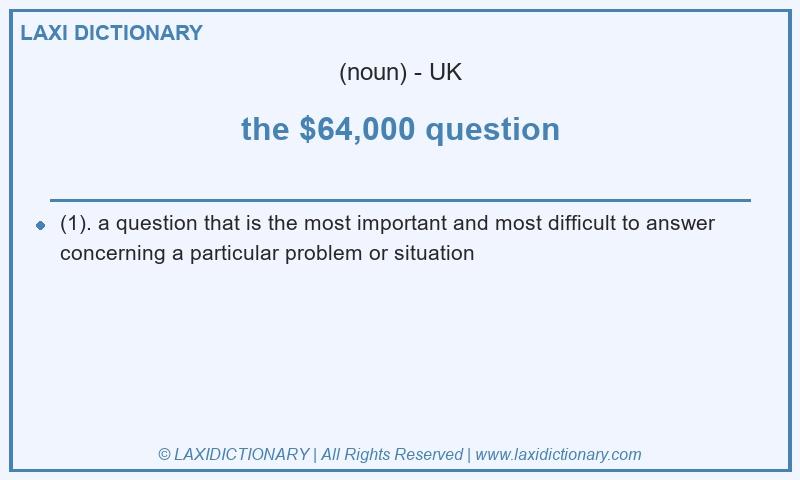 Definition the $64,000 question in British English