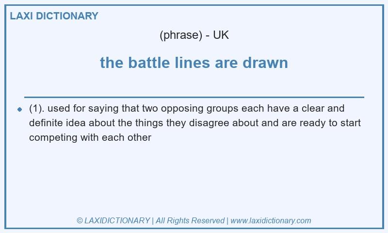 Definition the battle lines are drawn in British English