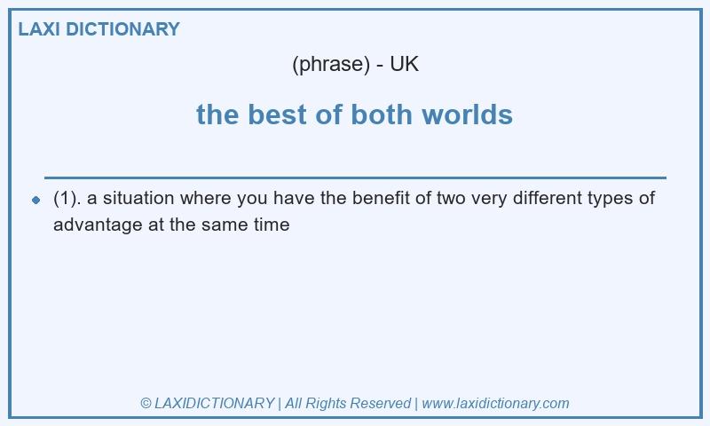 Definition the best of both worlds in British English