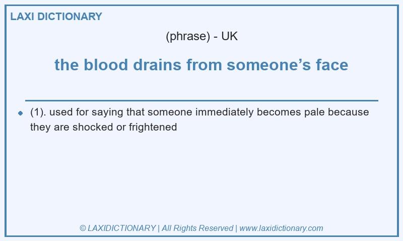 Definition the blood drains from someone’s face in British English