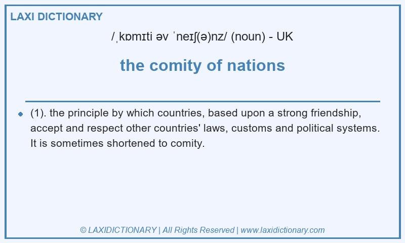 Definition the comity of nations in British English
