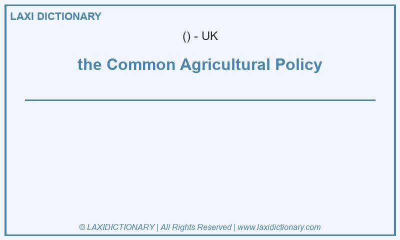Definition the Common Agricultural Policy in British English