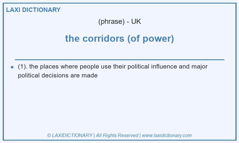 Definition the corridors (of power) in British English