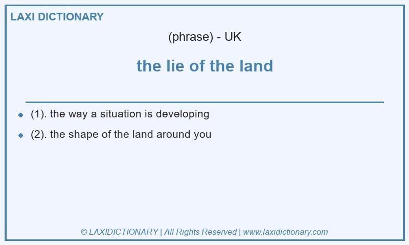 Definition the lie of the land in British English