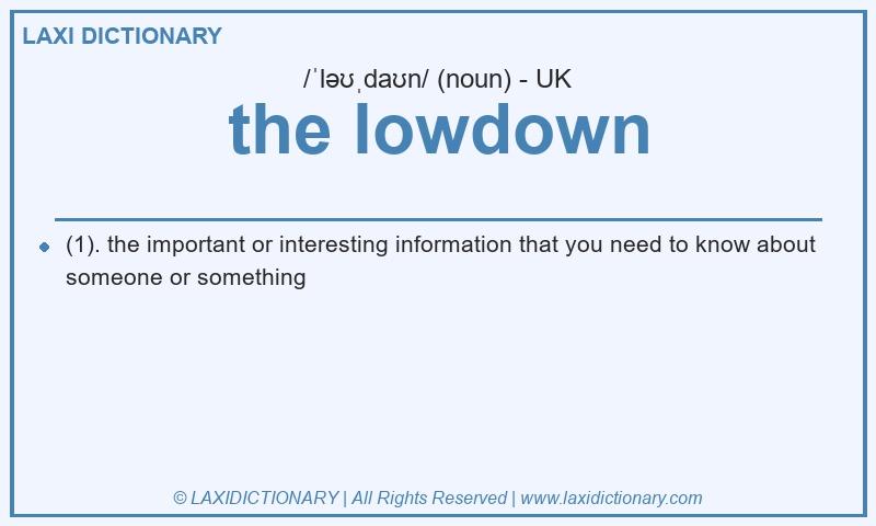 Definition the lowdown in British English