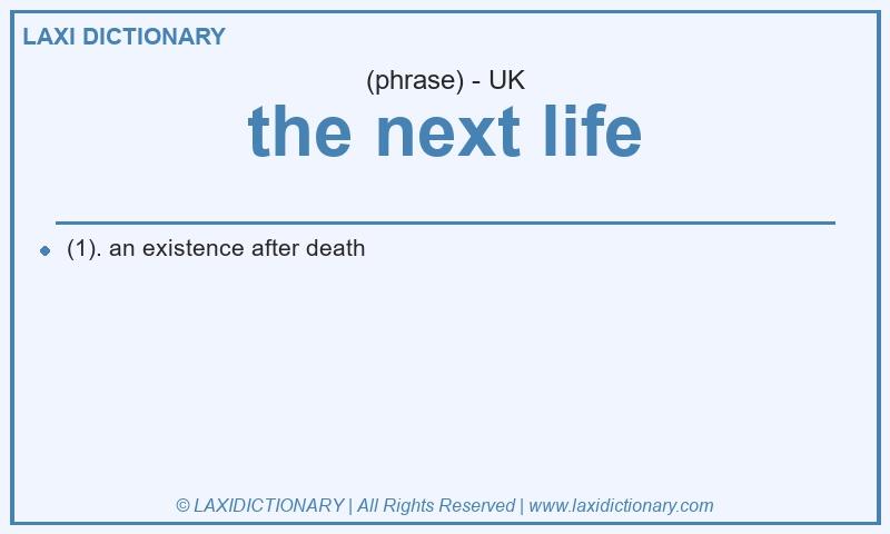 Definition the next life in British English