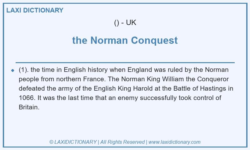 Definition the Norman Conquest in British English