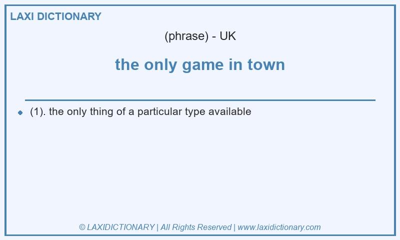 Definition the only game in town in British English