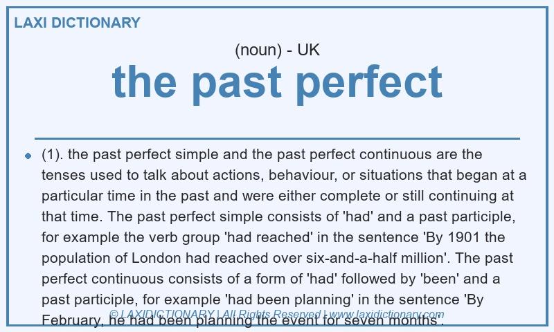 Definition the past perfect in British English