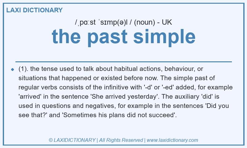 Definition the past simple in British English