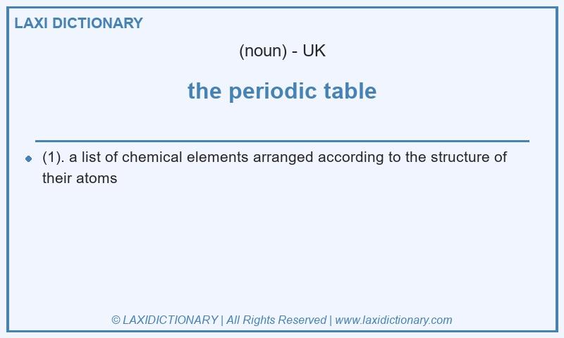 Definition the periodic table in British English