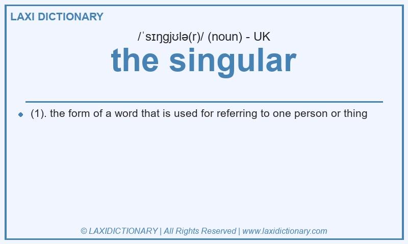 Definition the singular in British English