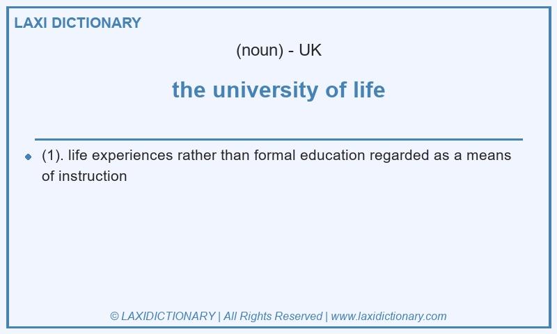 Definition the university of life in British English