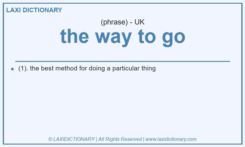 Definition the way to go in British English
