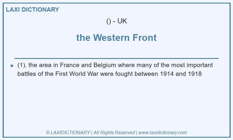 Definition the Western Front in British English