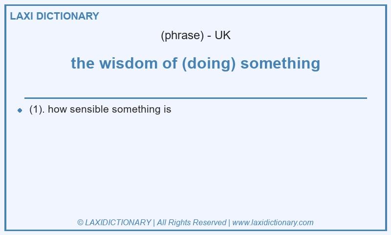 Definition the wisdom of (doing) something in British English