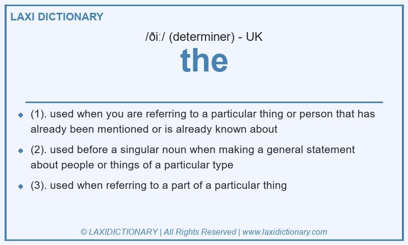 Definition the in British English