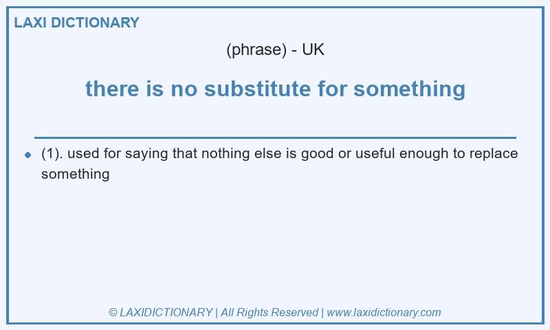 Definition there is no substitute for something in British English