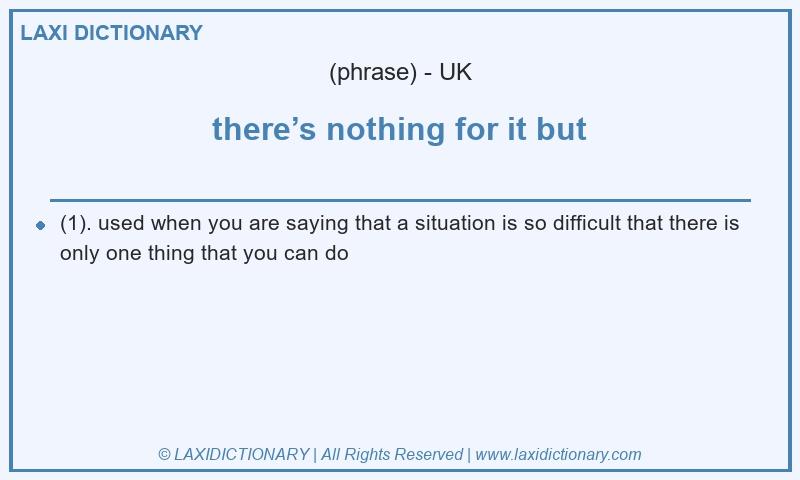 Definition there’s nothing for it but in British English