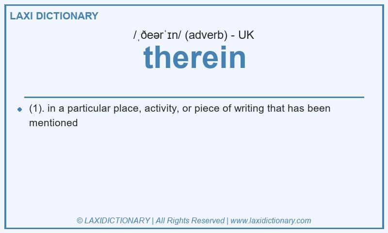 Definition therein in British English