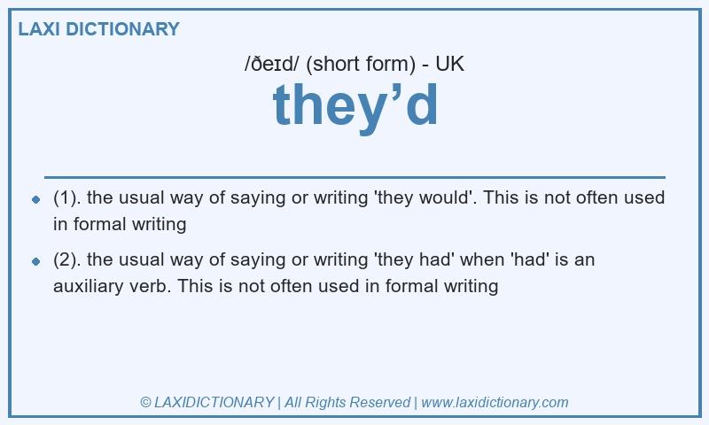 Definition they’d in British English