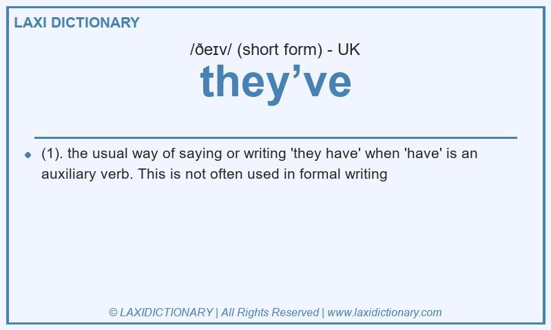 Definition they’ve in British English