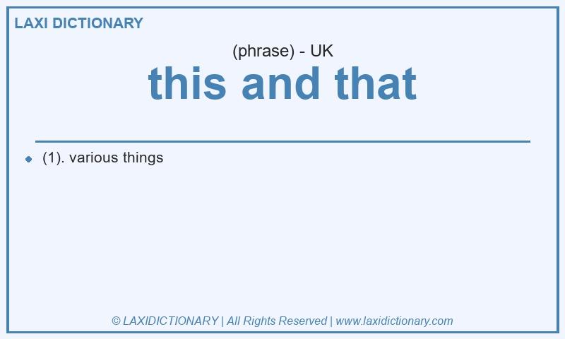 Definition this and that in British English