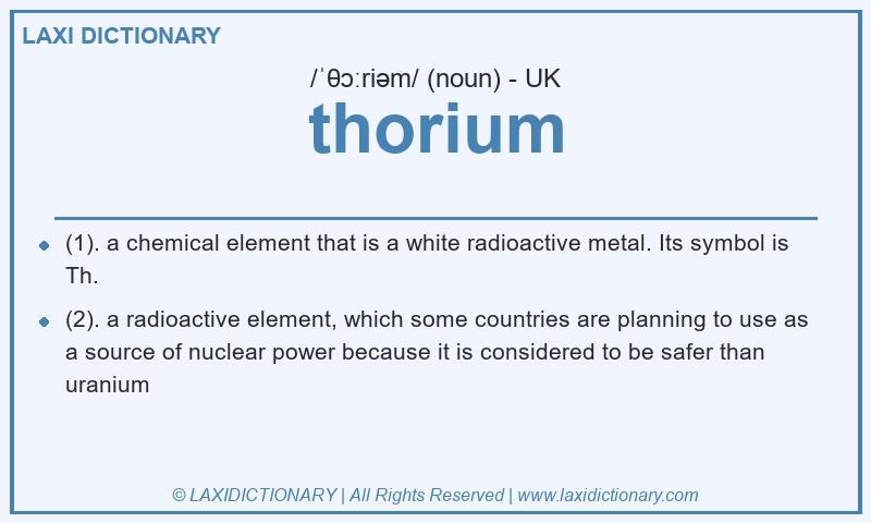 Definition thorium in British English