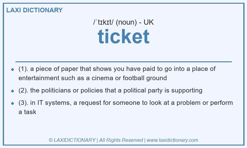 Definition ticket in British English