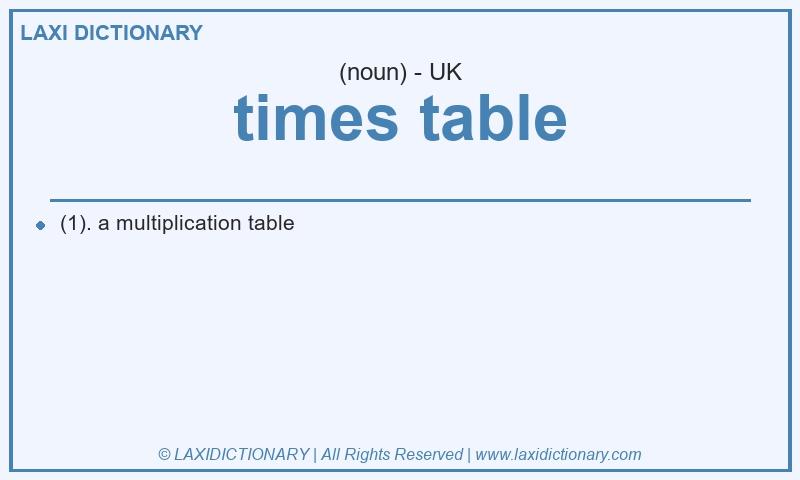 Definition times table in British English
