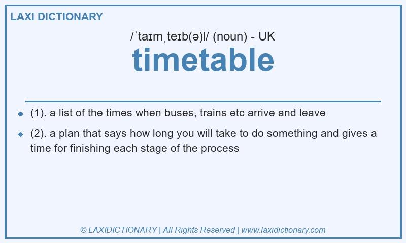 Definition timetable in British English