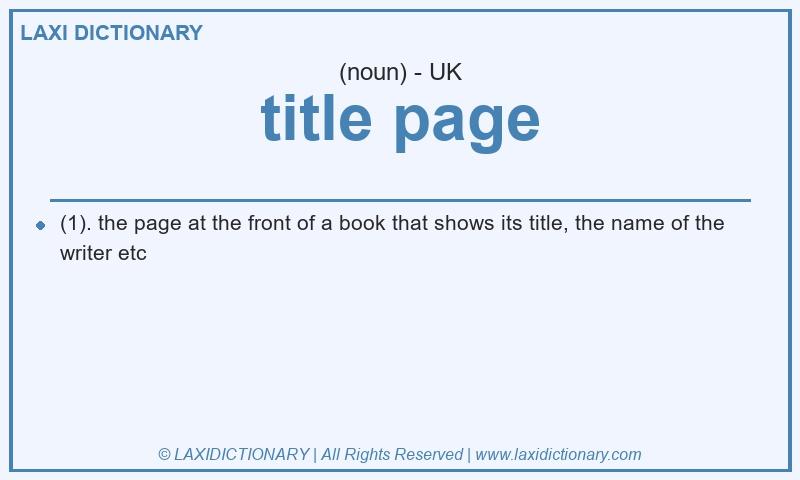 Definition title page in British English
