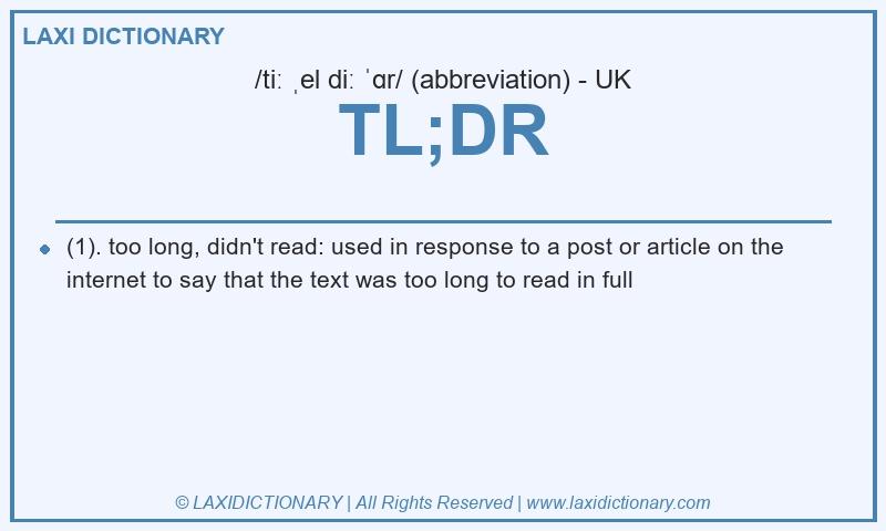 Definition TL;DR in British English