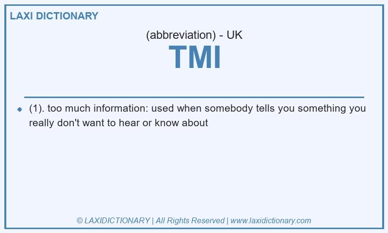 Definition TMI in British English