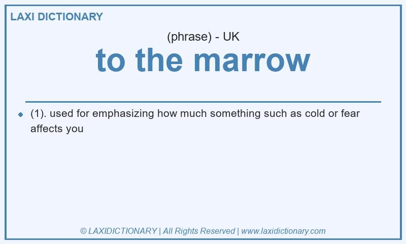 Definition to the marrow in British English