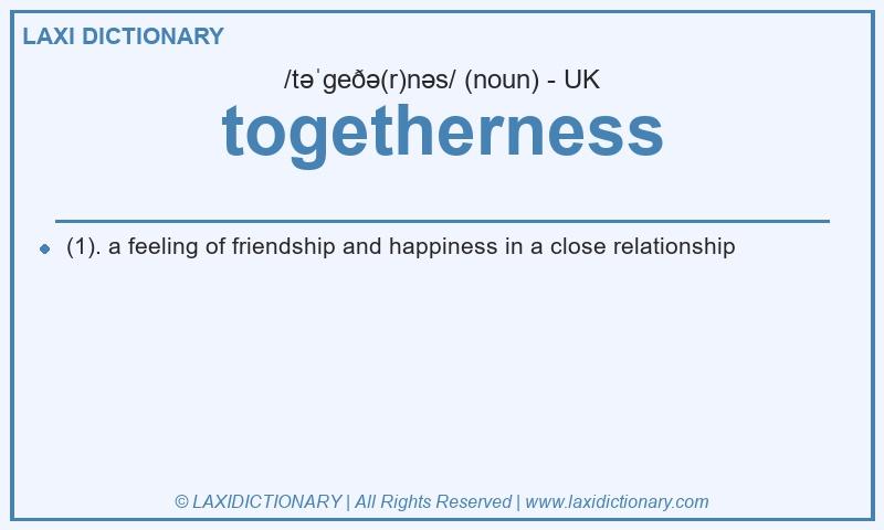 Definition togetherness in British English