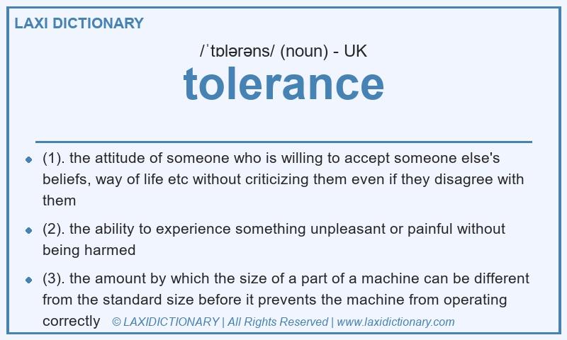 Definition tolerance in British English
