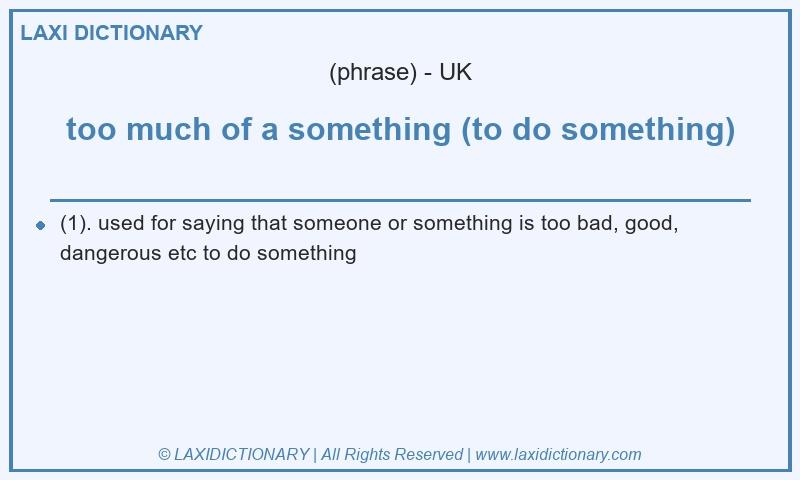 Definition too much of a something (to do something) in British English