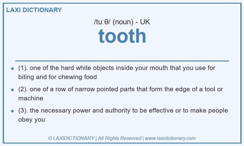 Definition tooth in British English