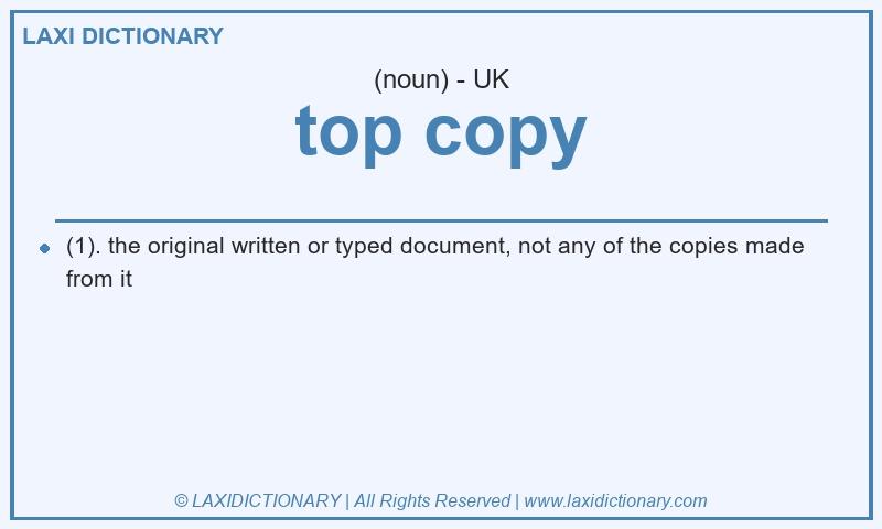 Definition top copy in British English