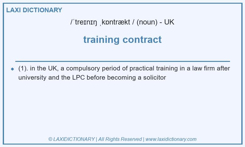 Definition training contract in British English