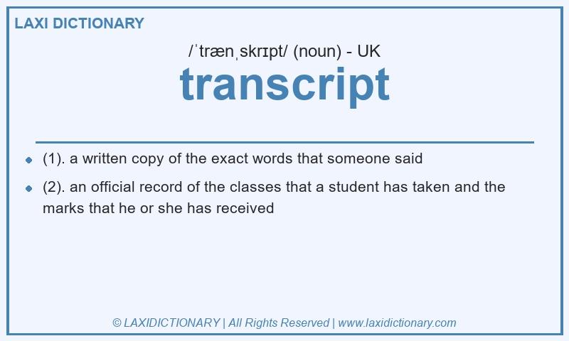 Definition transcript in British English