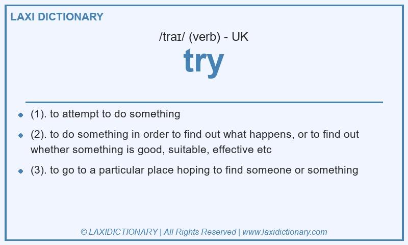 Definition try in British English