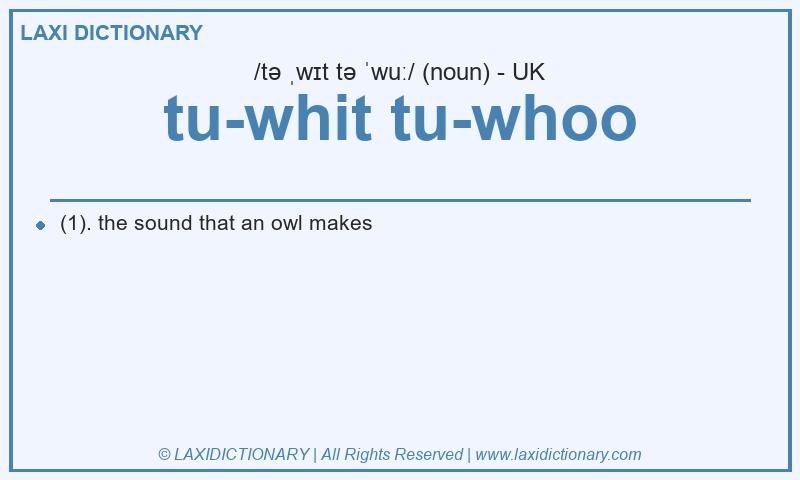 Definition tu-whit tu-whoo in British English