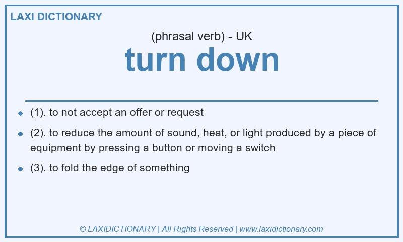 Definition turn down in British English