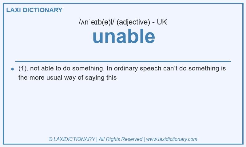 Definition unable in British English