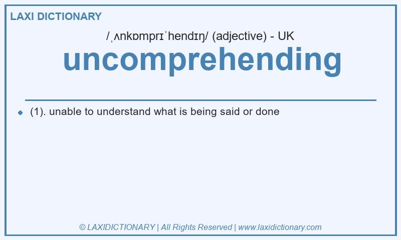 Definition uncomprehending in British English