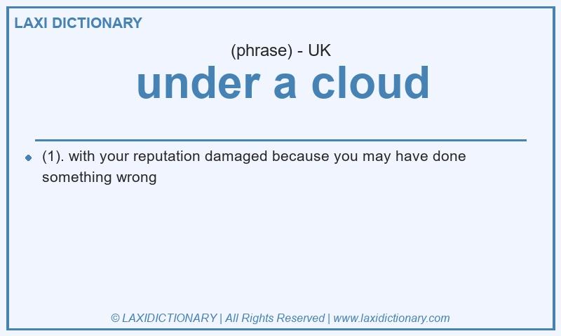 Definition under a cloud in British English