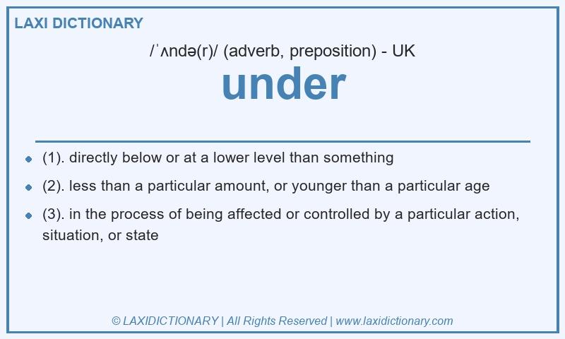 Definition under in British English